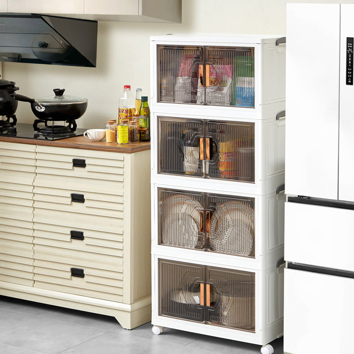 Rebrilliant Vecelo 4 Pack Stackable Storage Bins Folding Organizer